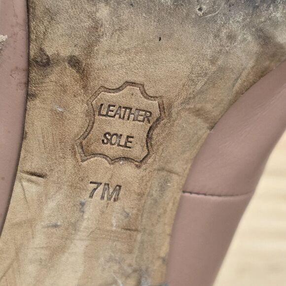 Tory Burch 'Raleigh' Leather Pump Logo Toe - Blush Oak - Size 7 - Picture 8 of 11